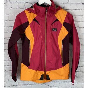 K2 GORE-TEX Girls' Pink Orange Ski Shell Jacket Coat Size 90 EUC
